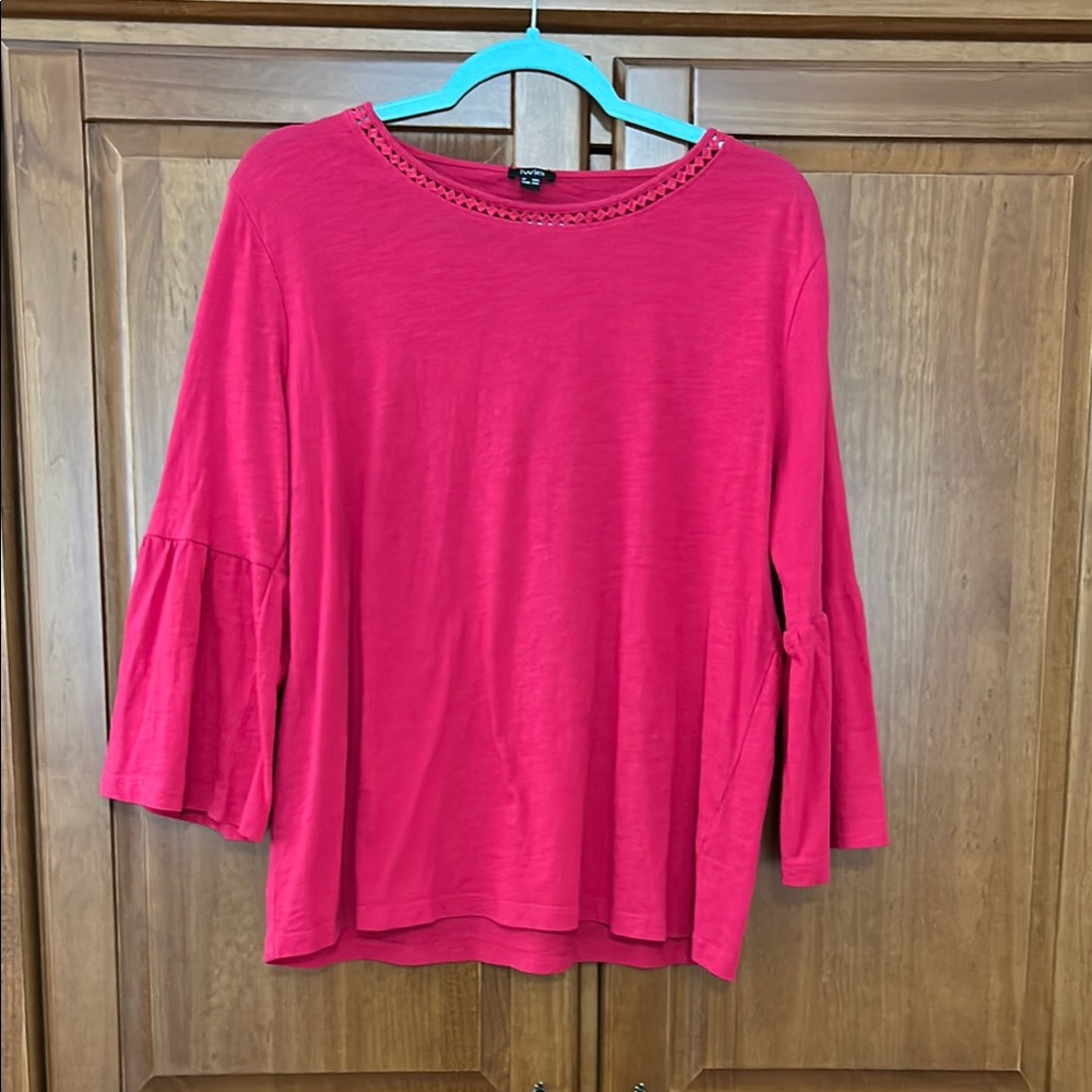 Pink Bell Sleeve Boxy Blouse